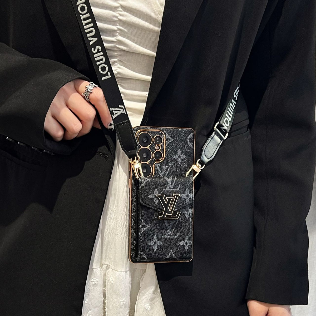 Crossbody LV Card HolderSamsung Galaxy PhoneCase S22-25 Ultra Plus