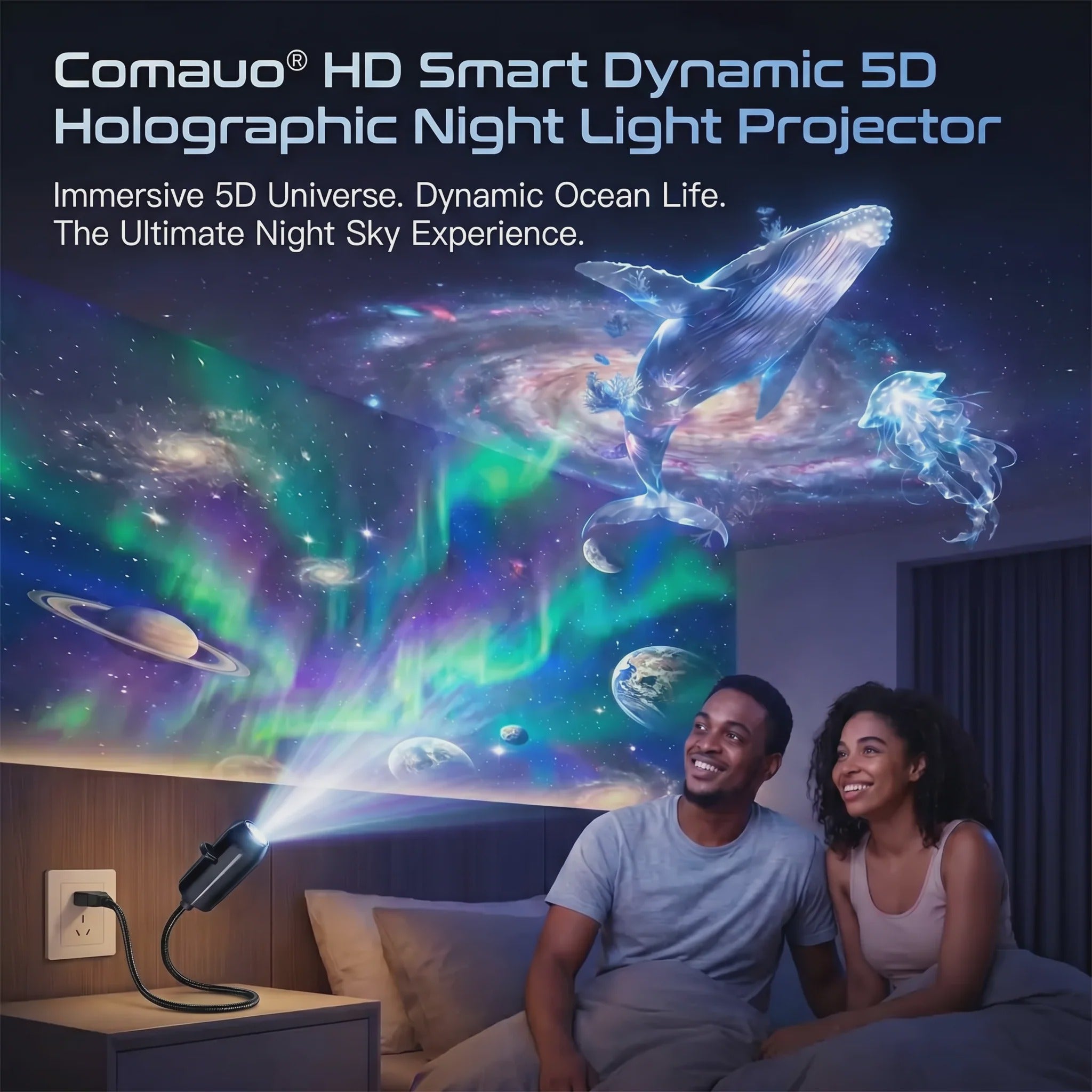🌌🌠HD Smart Dynamic 5D Holographic Night Light Projector