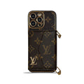 Monogram iPhone Case With Wallet And Strap Brown Big Printing
